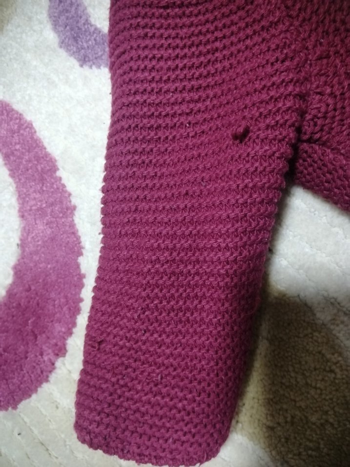 Bordo Çocuk Triko Kaban Kapüşonlu - Görsel 3