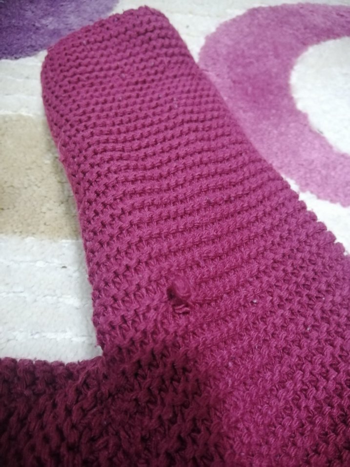 Bordo Çocuk Triko Kaban Kapüşonlu - Görsel 5