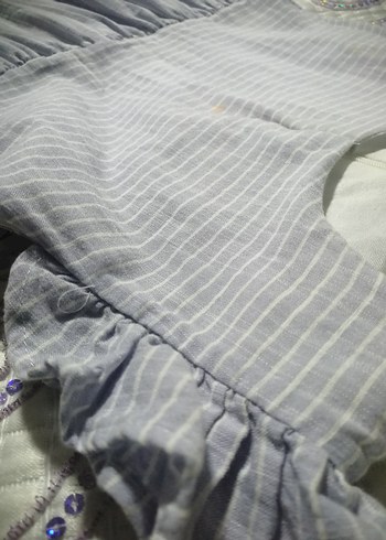 Kız Çocuk Mavi Bohem Nakışlı Elbise - Görsel 5