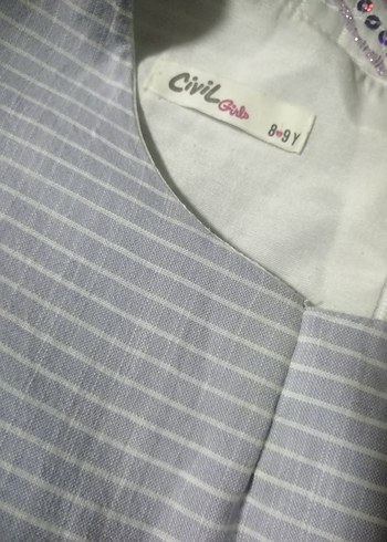 Kız Çocuk Mavi Bohem Nakışlı Elbise - Görsel 3