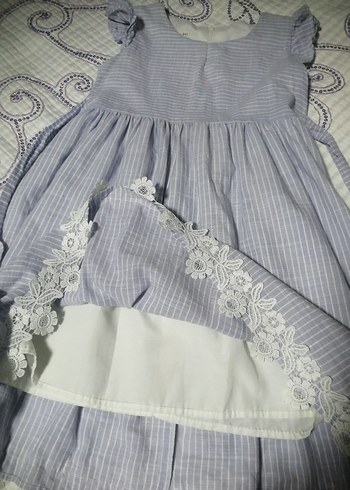 Kız Çocuk Mavi Bohem Nakışlı Elbise - Görsel 6