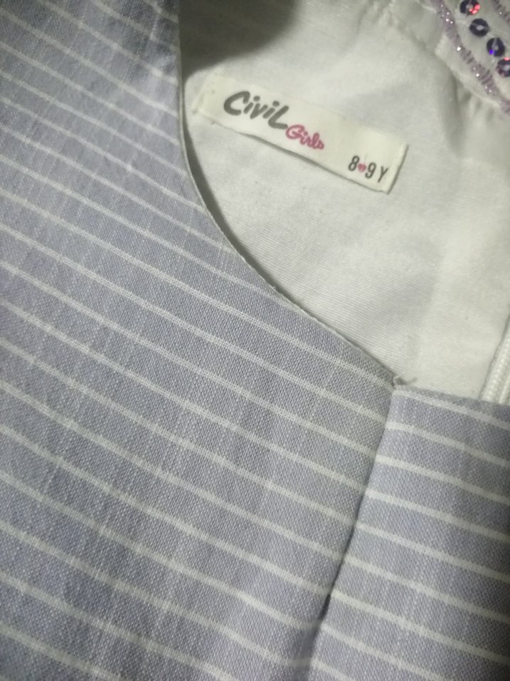 Kız Çocuk Mavi Bohem Nakışlı Elbise - Görsel 3