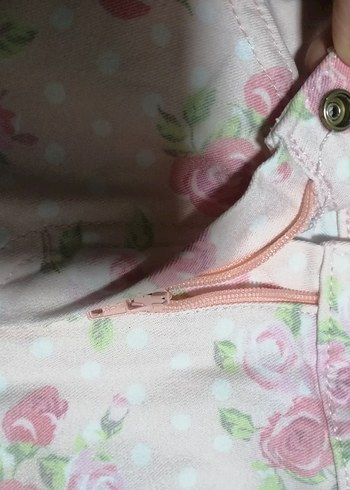 Dantel Detaylı Pembe Çiçekli Kız Pantolonu - Görsel 8