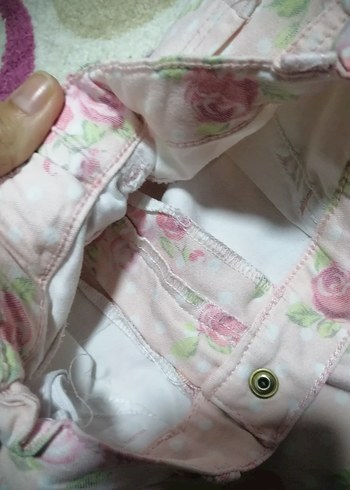 Dantel Detaylı Pembe Çiçekli Kız Pantolonu - Görsel 4