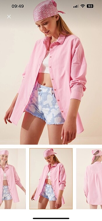 Happiness Happiness oversize basic pembe gömlek