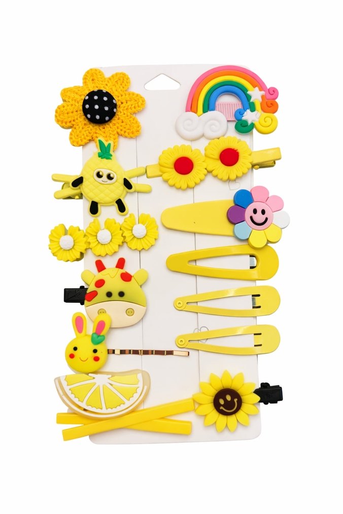 Renkli Çiçek ve Gökkuşağı Çocuk Toka Seti - Görsel 2