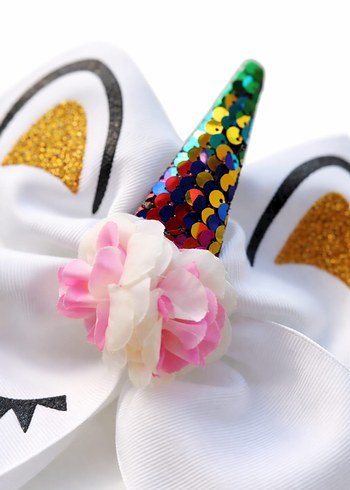 Beyaz Unicorn Desenli Saç Bandı - Görsel 2