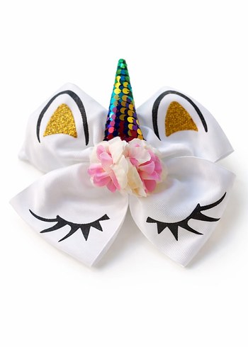 Beyaz Unicorn Desenli Saç Bandı - Görsel 4
