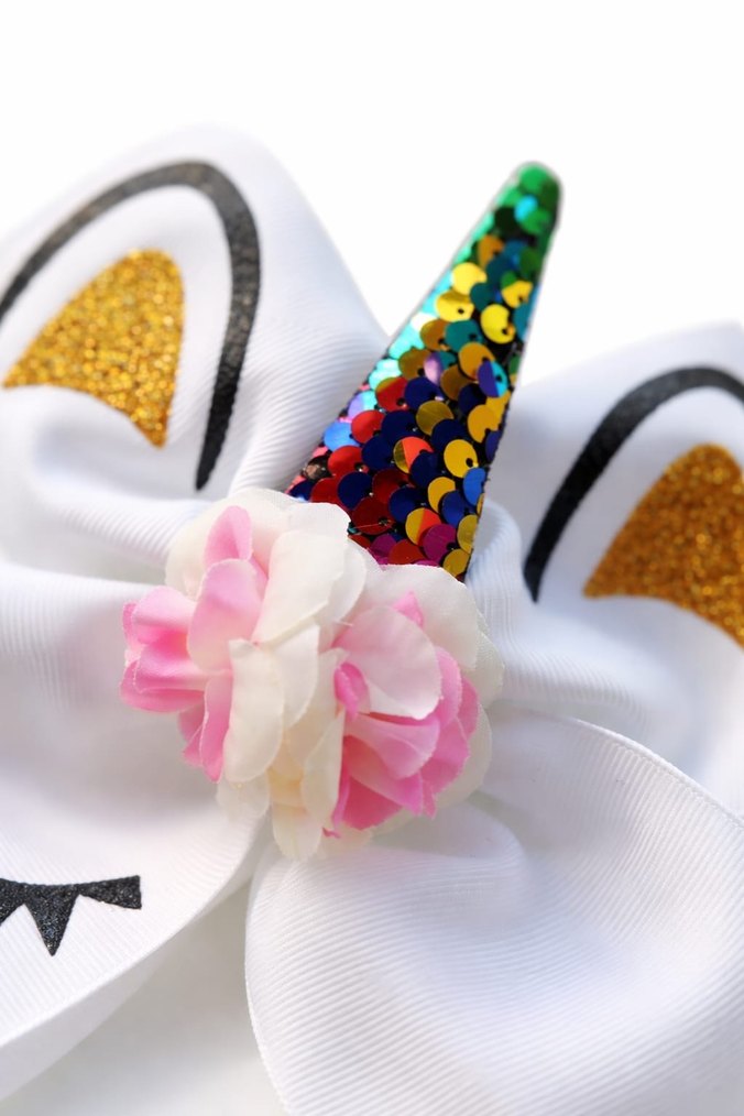 Beyaz Unicorn Desenli Saç Bandı - Görsel 2