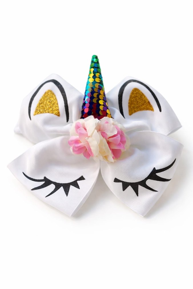 Beyaz Unicorn Desenli Saç Bandı - Görsel 4