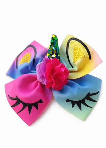 Renkli Unicorn Desenli Çocuk Saç Tokası - Görsel 2