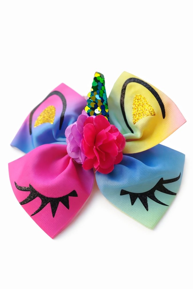 Renkli Unicorn Desenli Çocuk Saç Tokası - Görsel 2