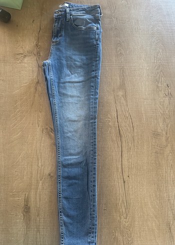 34 Beden Düğmeli Mavi Kadın Denim Pantolon