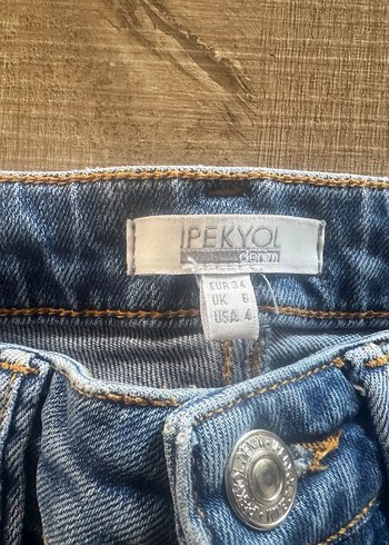 Düğmeli Mavi Kadın Denim Pantolon