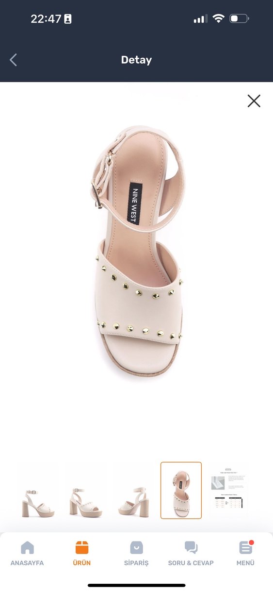 Beyaz Deri Platform Topuklu Sandalet - Görsel 3