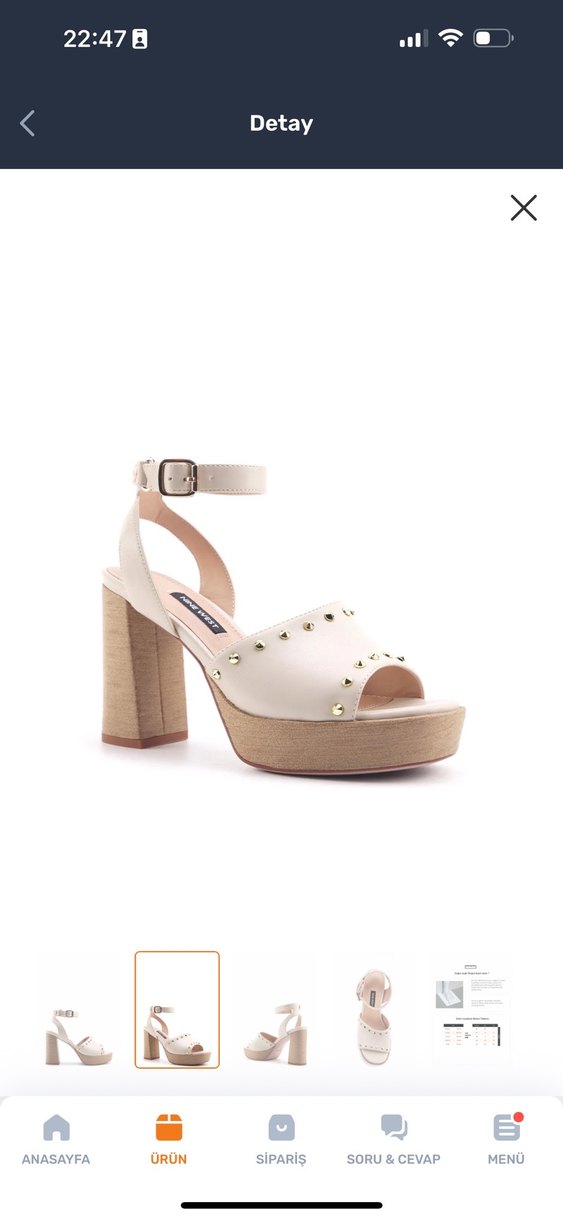 Beyaz Deri Platform Topuklu Sandalet - Görsel 2