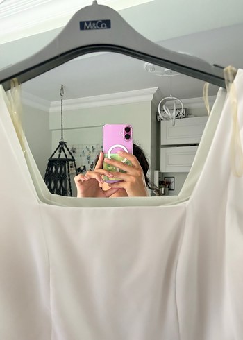 42 Beden Beyaz Bohem Uzun Kollu Midi Gelinlik söz nişan elbisesi
