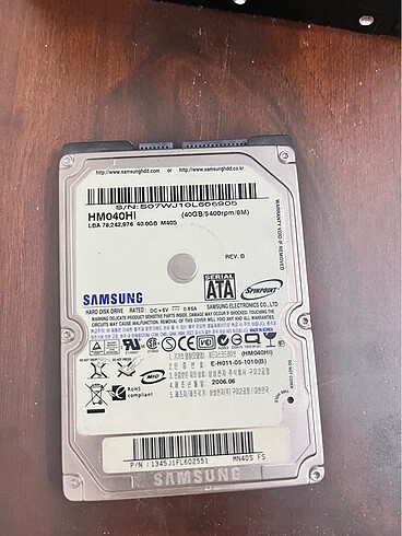 Samsung 40 Gb Notebook Harddisk