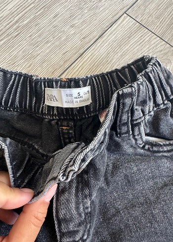5 Yaş Beden gri Renk Zara Çocuk Gri Baskılı Bol Kesim Kot Pantolon