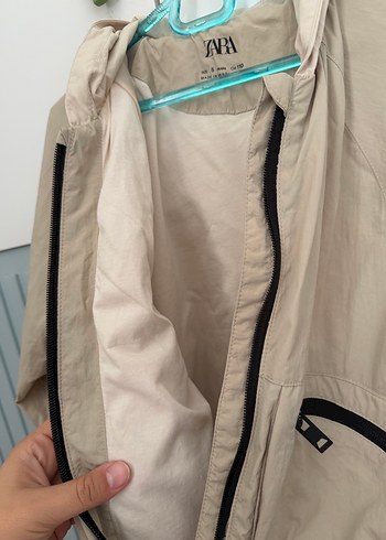 Zara bej Kapüşonlu Fermuarlı çocuk yağmurluk - Görsel 6