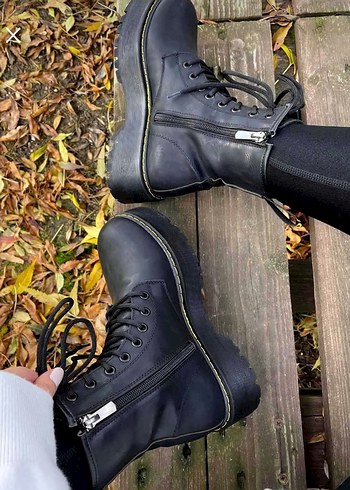 38 Beden Siyah Platform Topuklu Goth Botlar