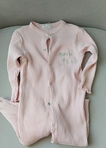 1 Yaş Beden Düğmeli Pembe Bebek Tulum