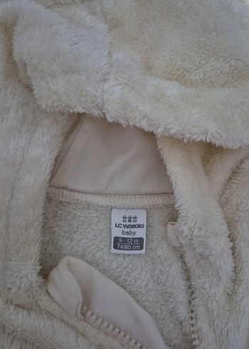 Kapüşonlu Beyaz Bebek Tulumu - Görsel 3