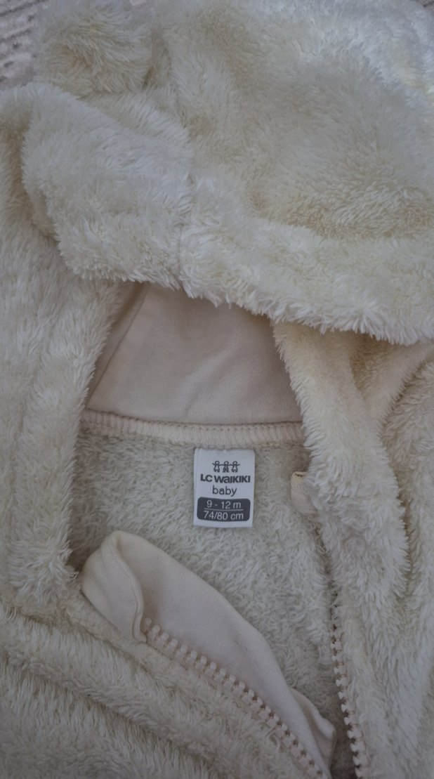 Kapüşonlu Beyaz Bebek Tulumu - Görsel 3