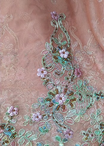 çiçek işlemeli kumaş - Görsel 2