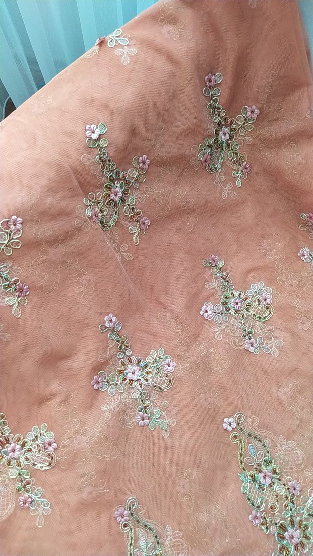 çiçek işlemeli kumaş - Görsel 3