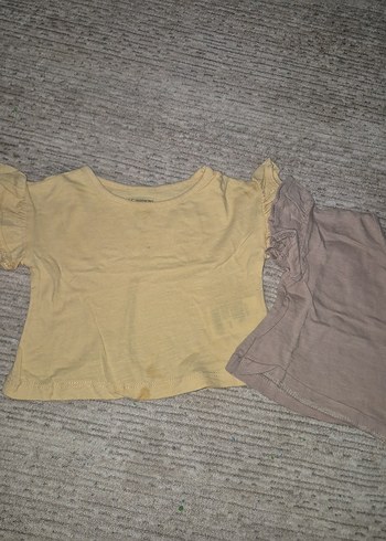 Kız Çocuk Bej Keten Fırfırlı Tişört - Görsel 2