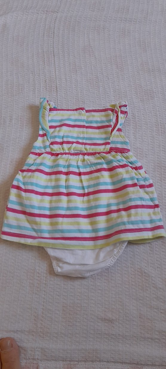 Kız Çocuk Çok Renkli Çizgili Elbise - Görsel 2