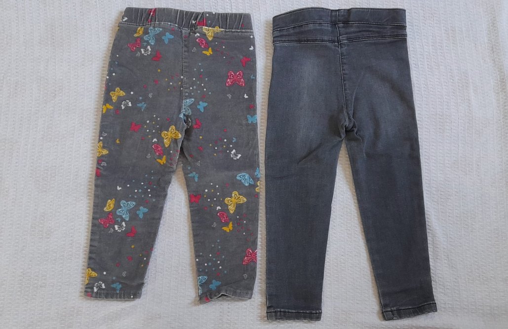 Kelebek Desenli ve Gri Kız Kot Pantolon - Görsel 2