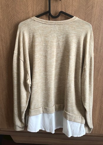 46 Beden Bej Pamuklu Kadın Sweatshirt