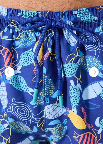 Erkek Mavi Bağcıklı Rahat Kesim Deniz Şortu - Görsel 3