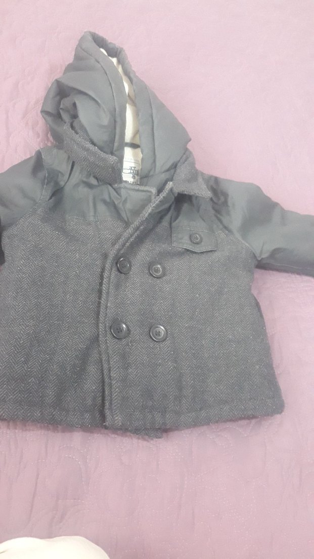 Gri Erkek Çocuk Düğmeli Street Wear Kaban - Görsel 2