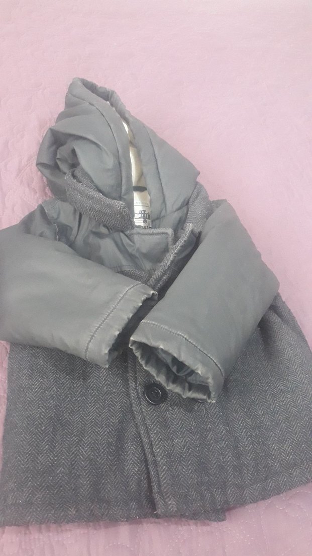 Gri Erkek Çocuk Düğmeli Street Wear Kaban - Görsel 4