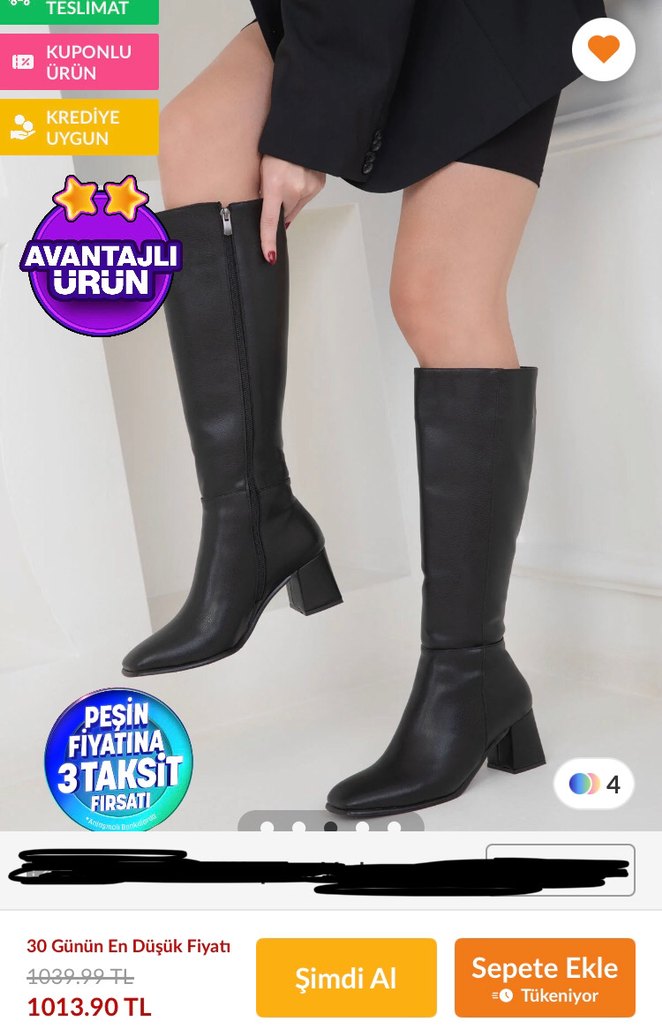 Siyah Deri Dizüstü Çizme - Görsel 4