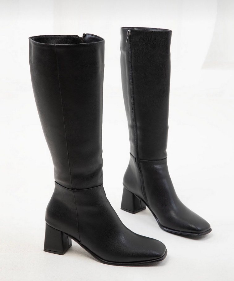 Siyah Deri Dizüstü Çizme - Görsel 2