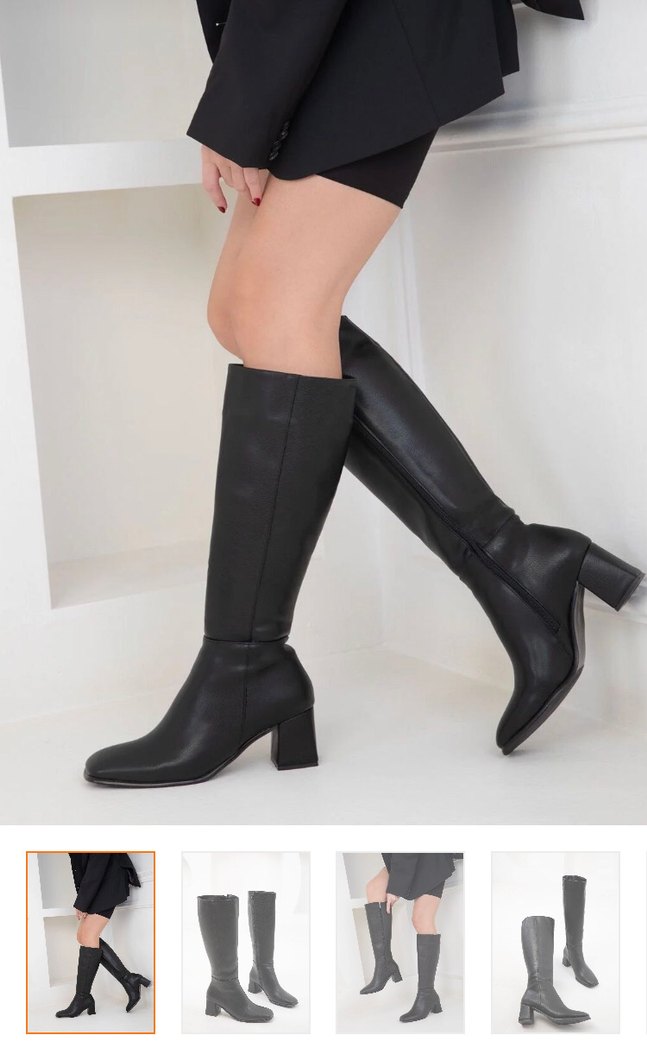 Siyah Deri Dizüstü Çizme - Görsel 3