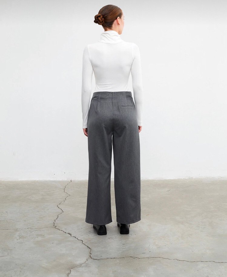 Vatkalı şık antrasit Kadın Kumaş Pantolon - Görsel 4