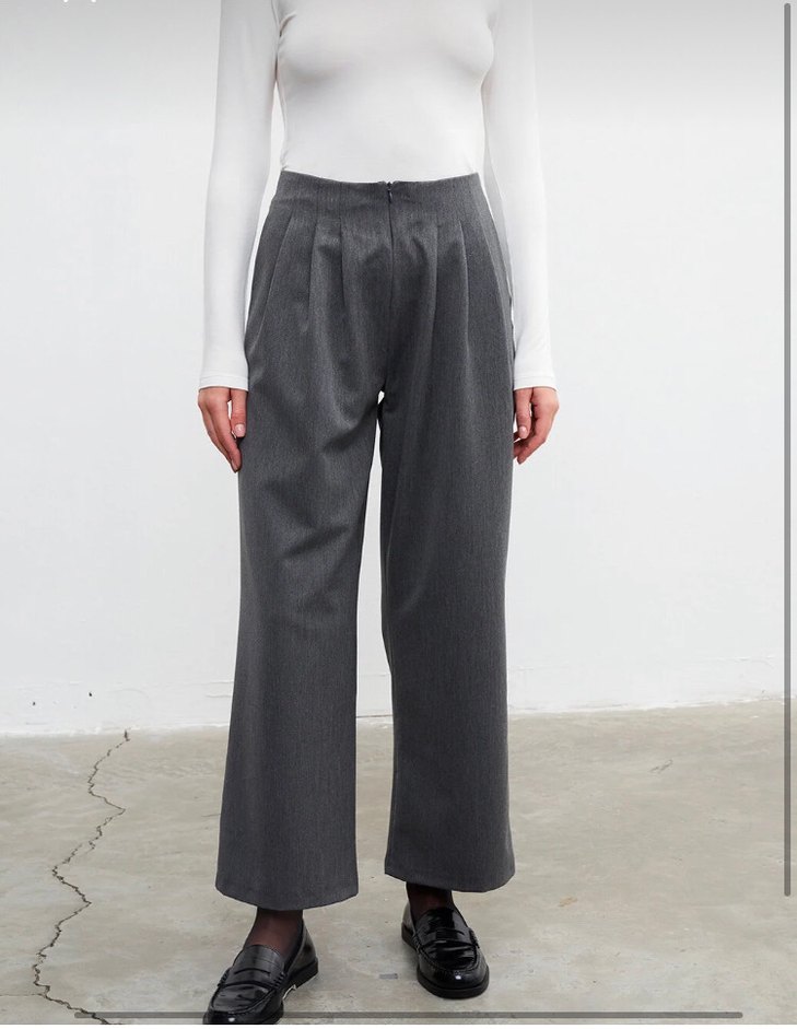 Vatkalı şık antrasit Kadın Kumaş Pantolon - Görsel 2