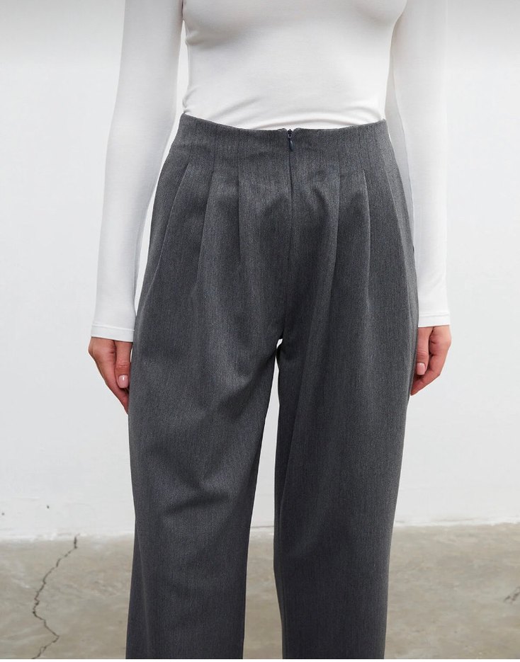 Vatkalı şık antrasit Kadın Kumaş Pantolon - Görsel 3