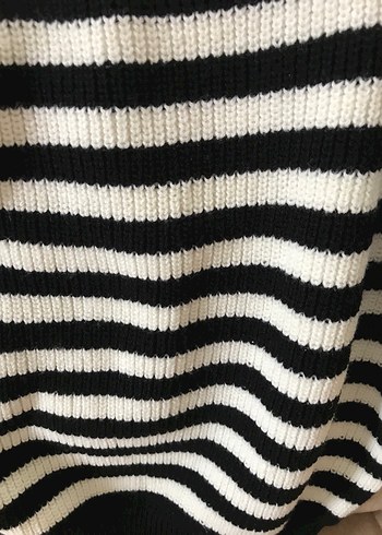Çizgili Triko tek kollu Kadın Kazak - Görsel 4