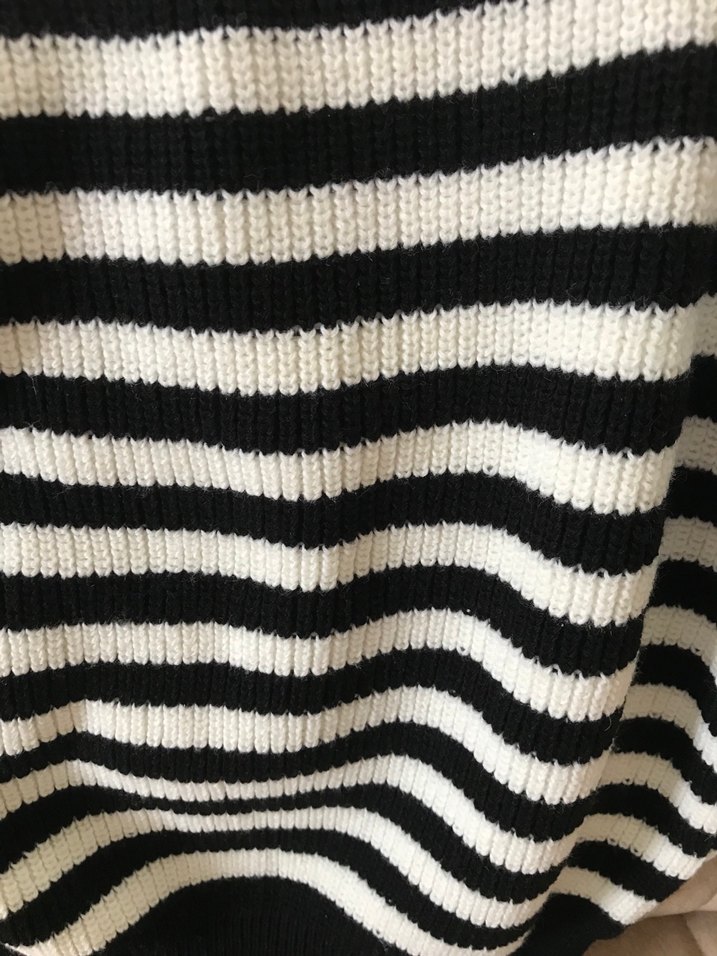 Çizgili Triko tek kollu Kadın Kazak - Görsel 4