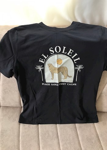 H&M Baskılı Kadın Tişört füme rengi yenıdır - Görsel 2