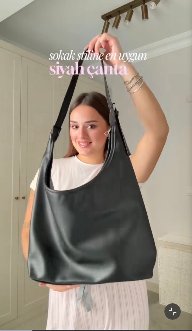 Altuda Siyah Deri Çanta cove modelı - Görsel 4