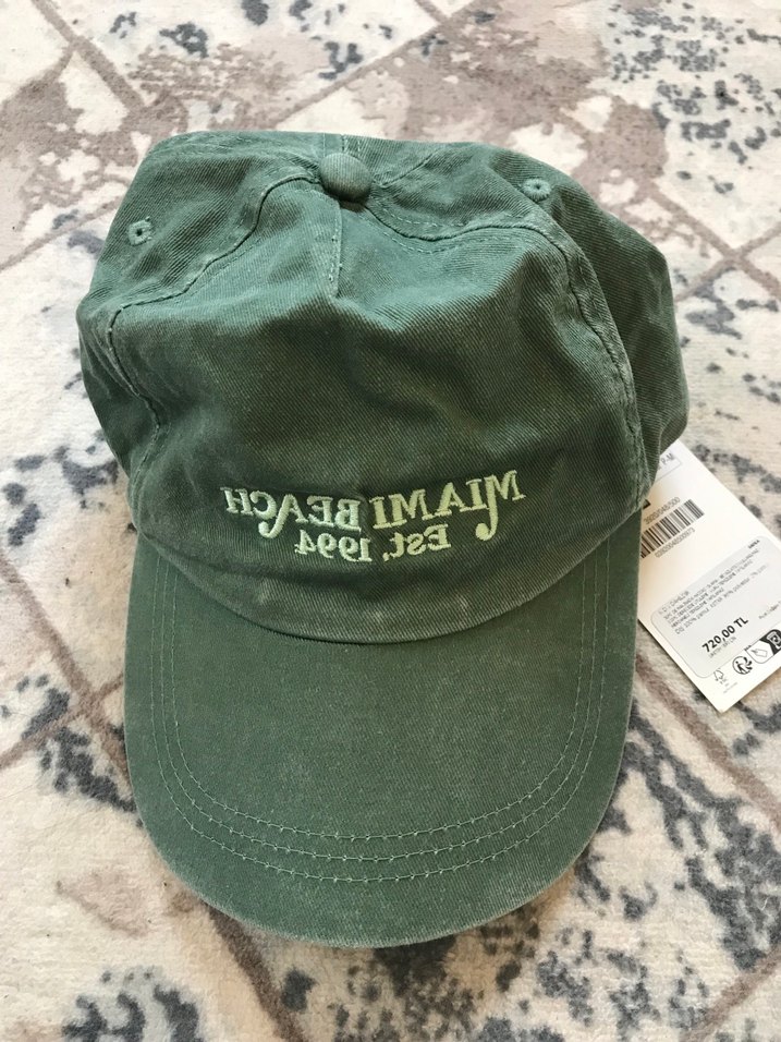 Koyu Yeşil Miami Beach Nakışlı Kadın Şapka - Görsel 5