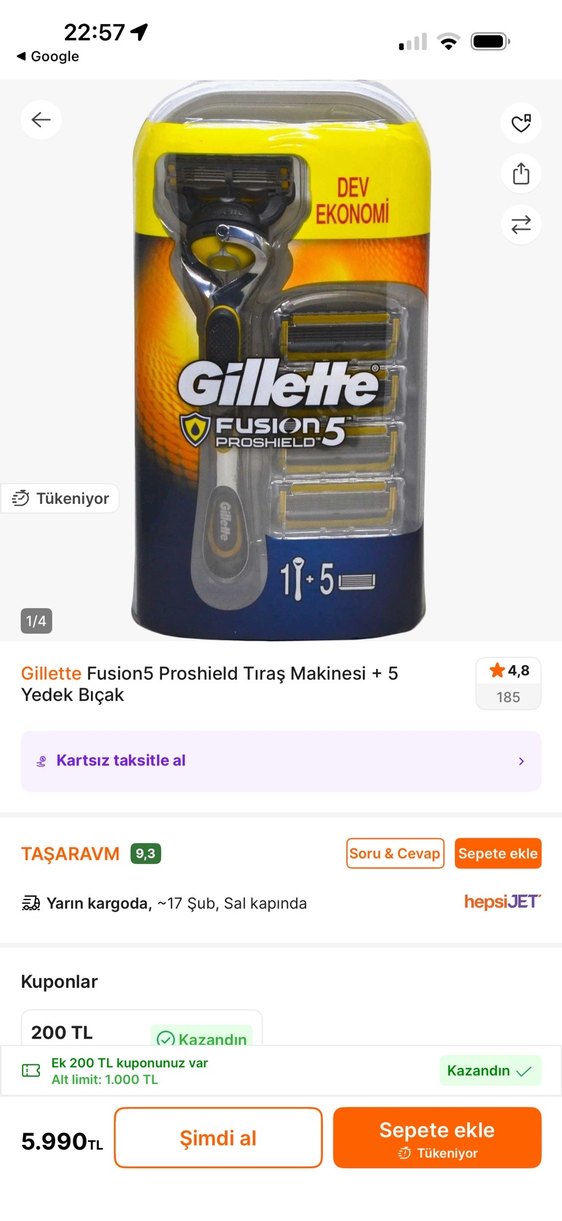 Gillette Fusion ProShield Sarı Jilet Seti - Görsel 2
