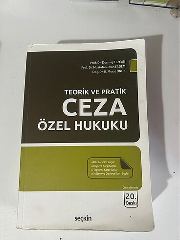 CEZA ÖZEL HUKUKU DURMUŞ TEZCAN - MUSTAFA RUHAN ERDEM - MURAT ÖNO